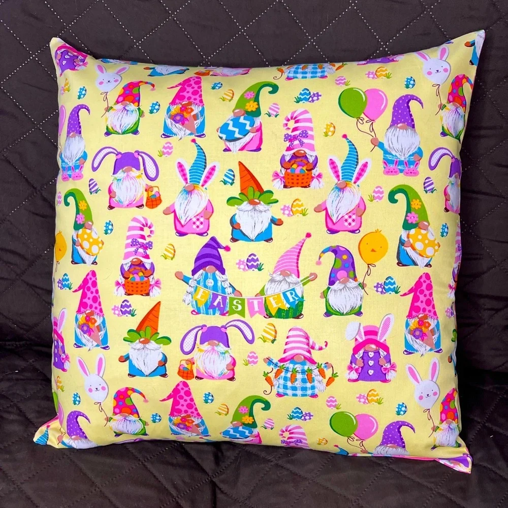 Hand Crafted Easter Pillow 18”x18” Accent Throw Pillow Decor pink